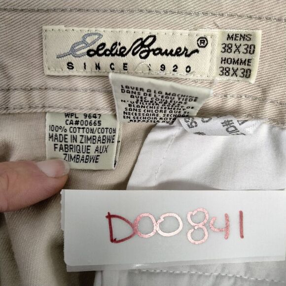 Eddie Bauer Cargo Pants Mens Size 38 x 29 Tan Khaki Flat Front Casual Chino Work - Picture 10 of 10
